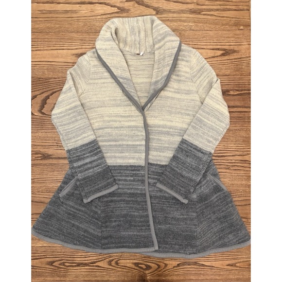 Free People Sweaters - Free People Women's Large Wool Blend Oversized Grey/Cream Ombre Cardigan Sweater